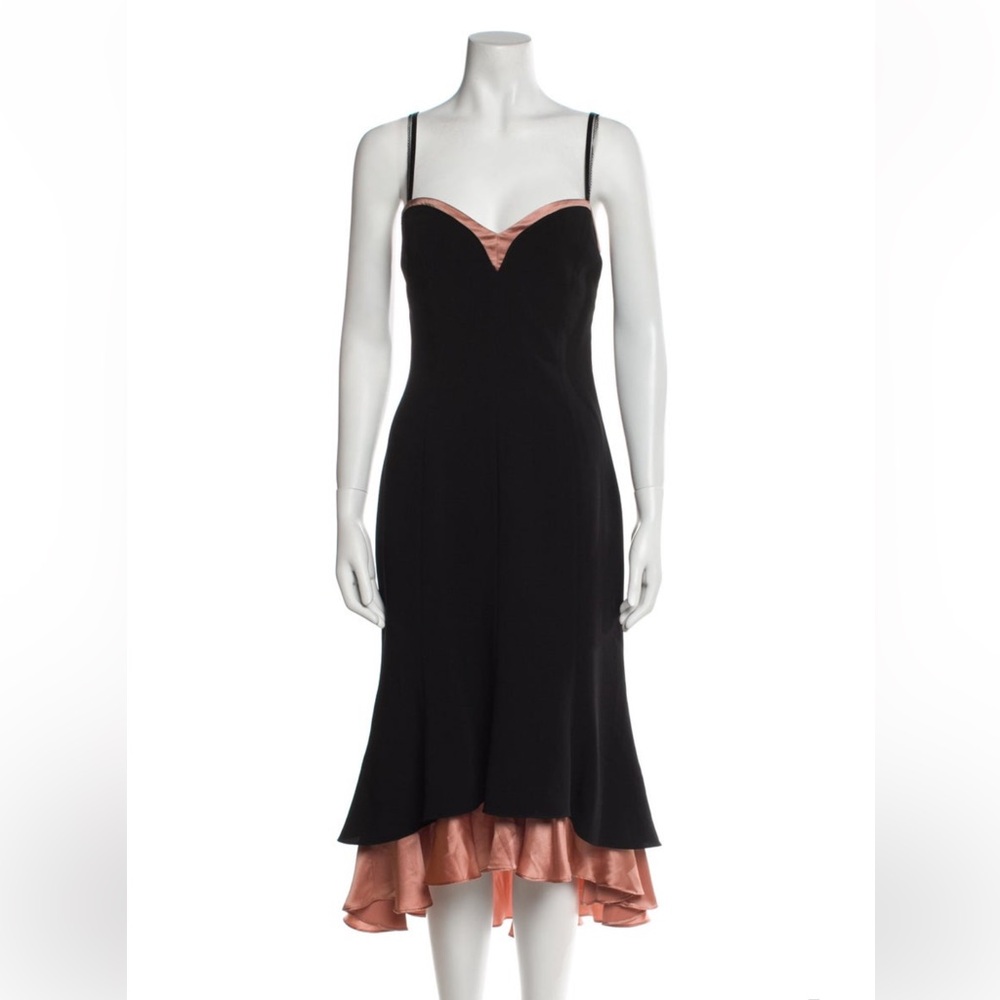 Cinq à Sept Black and Pink High-Low Dress